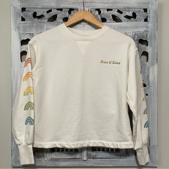 Madewell x Free & Easy® Rainbow/White Graphic Crewneck Crop Sweatshirt Size XS - Picture 5 of 9